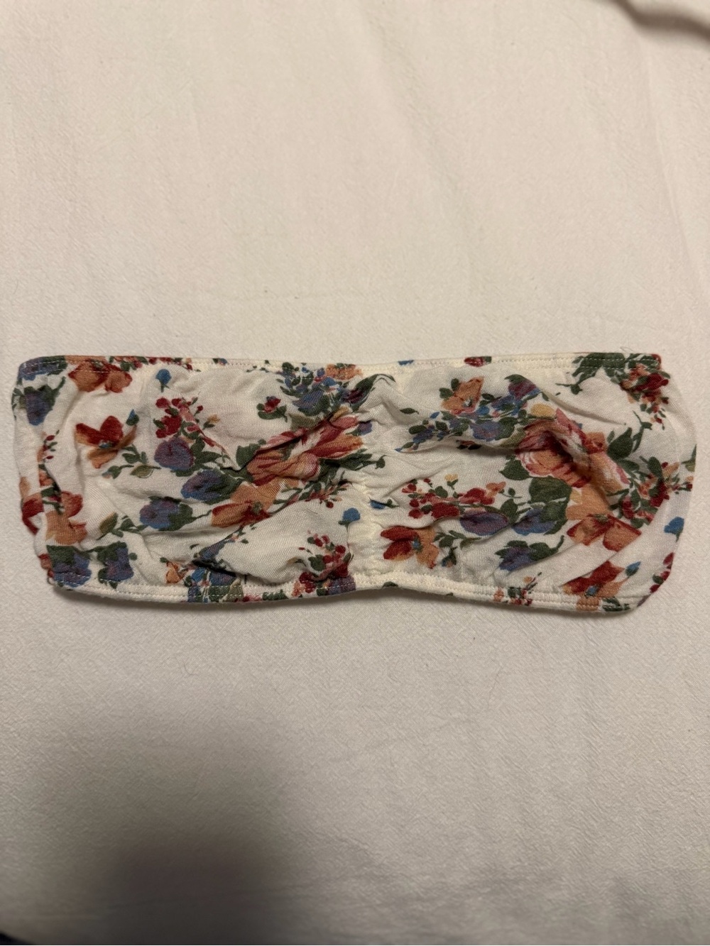 Brandy Melville White Floral Bandeau with Multicolor Blossoms